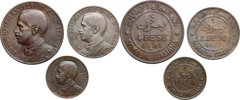 Somalia Italiana. Vittorio Emanuele III (1909-1925). 4, 2 e 1 Bese 1921. Pag. 97...