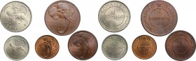 Somalia Italiana. AFIS (1950-1960). Serie 1950, comprendente 1 Somalo, 50, 10, 5 e 1 centesimi. Mont. 2, 4, 6, 8, 10. CU/MI. 30.00 mm. Alta conservazi...