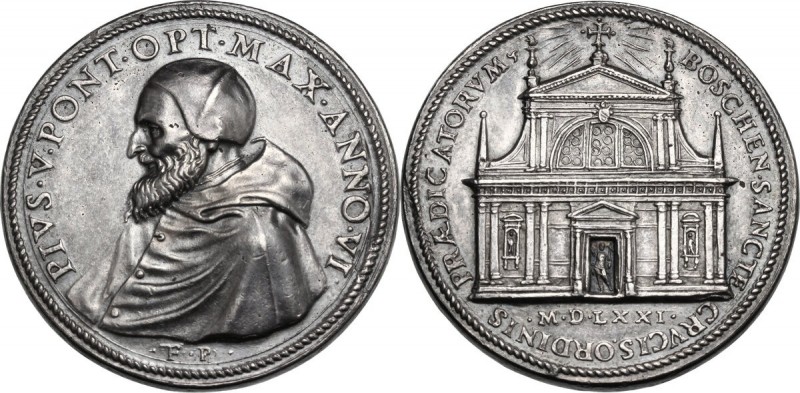 Pio V (1566 - 1572), Antonio Michele Ghislieri. Medaglia 1571. PIVS V PONT OPT M...