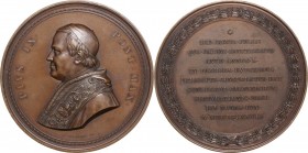 Pio IX (1846-1878), Giovanni Mastai Ferretti. Medaglia 1877 di massimo modulo. Il Giubileo Episcopale. Busto a sinistra con berrettino mozzetta e stol...