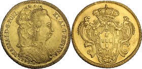 Portugal. Maria I (1786-1799). 4 Escudos (6400 Reis) 1792. KM 296; Fried. 116. AV. 14.27 g. 33.00 mm. Good VF/About EF.