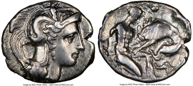 CALABRIA. Tarentum. Ca. 380-280 BC. AR diobol (12mm, 6h). NGC XF. Head of Athena...