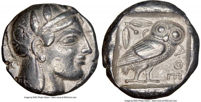 ATTICA. Athens. Ca. 465-455 BC. AR tetradrachm (24mm, 17.13 gm, 8h). NGC Choice ...