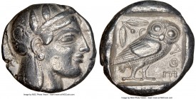 ATTICA. Athens. Ca. 465-455 BC. AR tetradrachm (24mm, 17.13 gm, 8h). NGC Choice VF 5/5 - 4/5. Head of Athena right, wearing crested Attic helmet ornam...