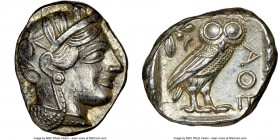 ATTICA. Athens. Ca. 440-404 BC. AR tetradrachm (24mm, 17.21 gm, 5h). NGC AU 5/5 - 4/5. Mid-mass coinage issue. Head of Athena right, wearing crested A...