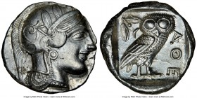 ATTICA. Athens. Ca. 440-404 BC. AR tetradrachm (24mm, 17.17 gm, 11h). NGC AU 5/5 - 3/5. Mid-mass coinage issue. Head of Athena right, wearing crested ...