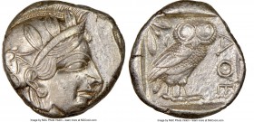 ATTICA. Athens. Ca. 440-404 BC. AR tetradrachm (23mm, 17.15 gm, 9h). NGC AU 3/5 - 4/5. Mid-mass coinage issue. Head of Athena right, wearing crested A...