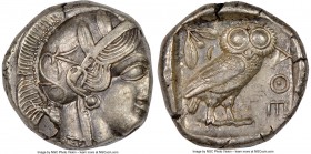 ATTICA. Athens. Ca. 440-404 BC. AR tetradrachm (23mm, 17.18 gm, 1h). NGC AU 2/5 - 4/5. Mid-mass coinage issue. Head of Athena right, wearing crested A...