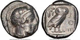 ATTICA. Athens. Ca. 440-404 BC. AR tetradrachm (25mm, 17.13 gm, 2h). NGC XF 4/5 - 4/5, Full Crest, light scratch. Mid-mass coinage issue. Head of Athe...
