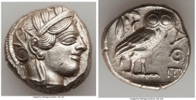 ATTICA. Athens. Ca. 440-404 BC. AR tetradrachm (25mm, 17.21 gm, 11h). AU. Mid-mass coinage issue. Head of Athena right, wearing crested Attic helmet o...