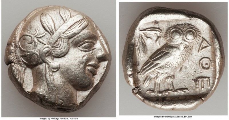 ATTICA. Athens. Ca. 440-404 BC. AR tetradrachm (24mm, 17.11 gm, 8h). Choice XF. ...