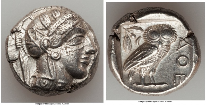 ATTICA. Athens. Ca. 440-404 BC. AR tetradrachm (24mm, 17.15 gm, 5h). XF. Mid-mas...