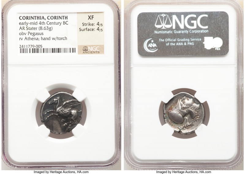 CORINTHIA. Corinth. Ca. 400-380 BC. AR stater (21mm, 8.63 gm, 10h). NGC XF 4/5 -...