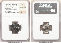 CORINTHIA. Corinth. Ca. 400-380 BC. AR stater (21mm, 8.63 gm, 10h). NGC XF 4/5 - 4/5. Pegasus flying left; below ? / Head of Athena right, wearing Cor...