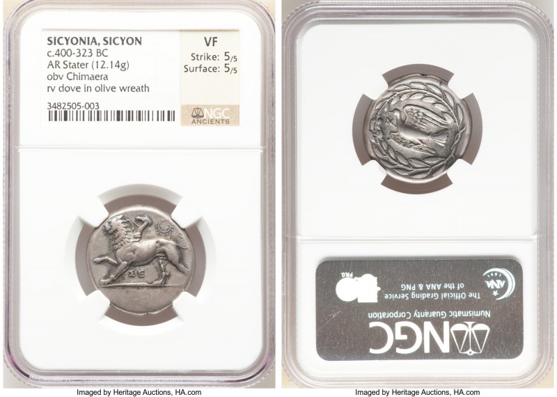 SICYONIA. Sicyon. Ca. 400-323 BC. AR stater (24mm, 12.14 gm, 7h). NGC VF 5/5 - 5...