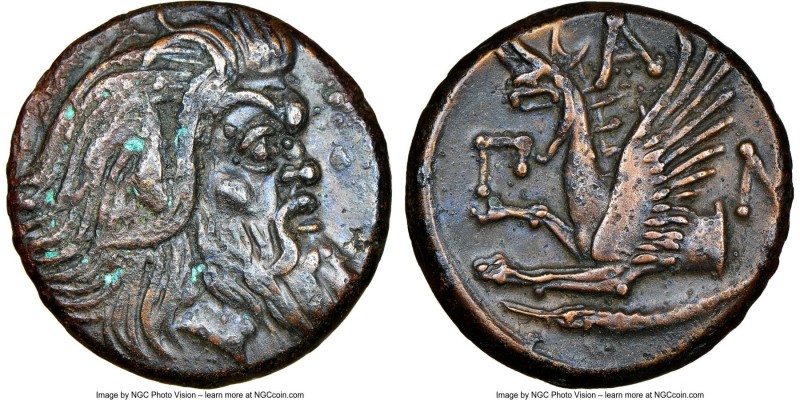 CIMMERIAN BOSPORUS. Panticapaeum. 4th century BC. AE (21mm, 12h). NGC Choice VF....