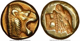 LESBOS. Mytilene. Ca. 521-478 BC. EL sixth-stater or hecte (11mm, 2.56 gm, 2h). NGC Choice XF 4/5 - 4/5. Head of roaring lion right with pelleted trun...
