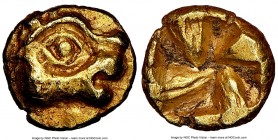 IONIA. Uncertain mint. Ca. 600-550 BC. EL 1/24 stater or myshemihecte (7mm, 0.55 gm). NGC AU 5/5 - 4/5. Phocaic standard. Head of roaring lion or pant...