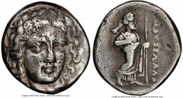 CARIAN SATRAPS. Maussollus (377-353 BC). AR drachm (15mm, 1h). NGC Fine. Laureate head of Apollo facing, turned slightly right, hair parted in center ...
