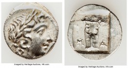 LYCIAN LEAGUE. Masicytes. Ca. 48-20 BC. AR hemidrachm (14mm, 1.78 gm, 12h). Choice XF. Series 1. Laureate head of Apollo right; ?-Y below / M-A, citha...