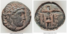 SELEUCID KINGDOM. Seleucus I Nicator (312-281 BC). AE unit (20mm, 6.20 gm, 9h). VF. Denomination B, Antioch on the Orontes. Laureate head of Apollo ri...
