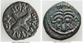 JUDAEA. Roman Procurators. Antonius Felix (AD 52-59). AE prutah (19mm, 3.25 gm, 6h). XF, tooling. Jerusalem, dated Regnal Year 14 of Claudius, Nero an...