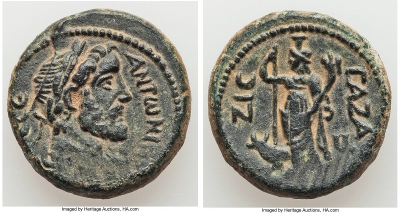 JUDAEA. Gaza. Antoninus Pius (AD 138-161). AE (21mm, 8.81 gm, 12h). XF. Dated Ci...