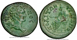 PHRYGIA. Trajanopolis. Time of Hadrian. AE (20mm, 4.32 gm, 2h). NGC Choice AU S 5/5 - 4/5. ??-???, bare headed, draped bust of Demos right, seen from ...