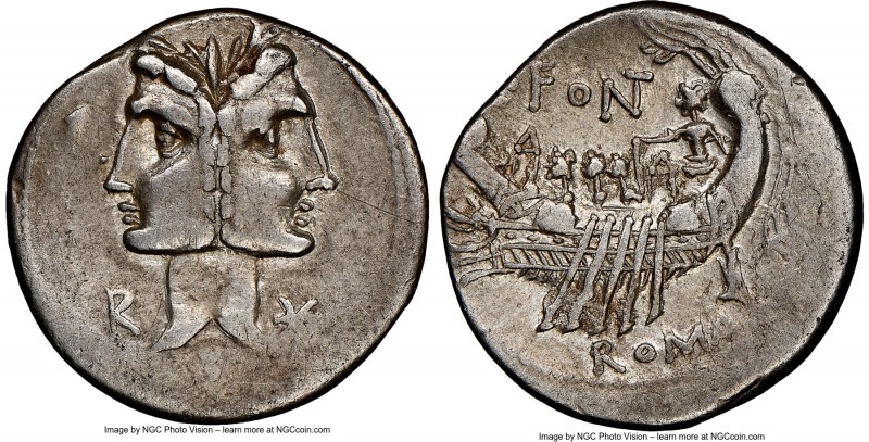 C. Fonteius (ca. 112 BC). AR denarius (20mm, 3.91 gm, 2h). NGC XF 4/5 - 3/5, scr...