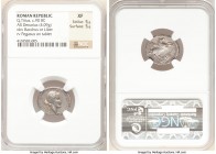 Q. Titius (ca. 90 BC). AR denarius (19mm, 4.09 gm, 5h). NGC XF 5/5 - 5/5. Rome. Head of Liber right, wearing ivy wreath, linear border / Q•TITI, Pegas...