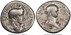 Claudius I (AD 41-54), with Agrippina II. AR cistophorus (27mm, 7h). NGC Fine, scratches. Ephesus, ca. AD 50-51. TI•CLAVD•CAESAR•AVG•P•M•TR•P•X•IMP•XI...