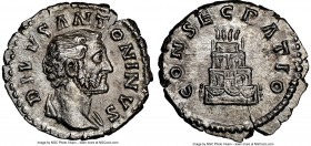 Divus Antoninus Pius (AD 138-161). AR denarius (19mm, 3.12 gm, 5h). NGC AU 5/5 - 2/5, brushed. Rome, AD 161. DIVVS ANTONINVS, bare head of Divus Anton...