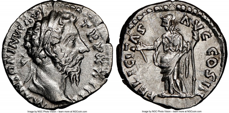 Marcus Aurelius, as Augustus (AD 161-180). AR denarius (18mm, 3.58 gm, 12h). NGC...