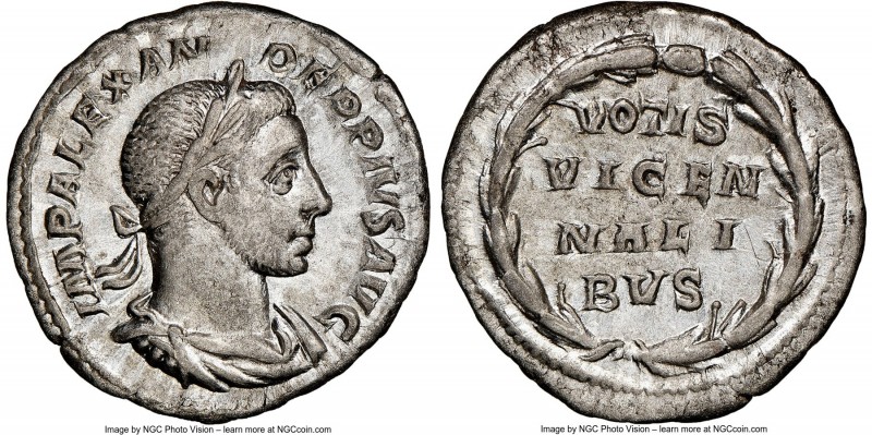 Severus Alexander (AD 222-235). AR denarius (19mm, 3.20 gm, 1h). NGC Choice XF 5...