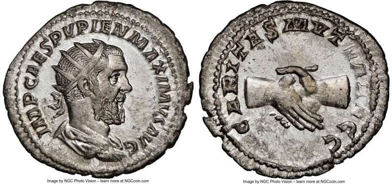 Pupienus (April-June AD 238). AR antoninianus (23mm, 4.11 gm, 1h). NGC AU 5/5 - ...