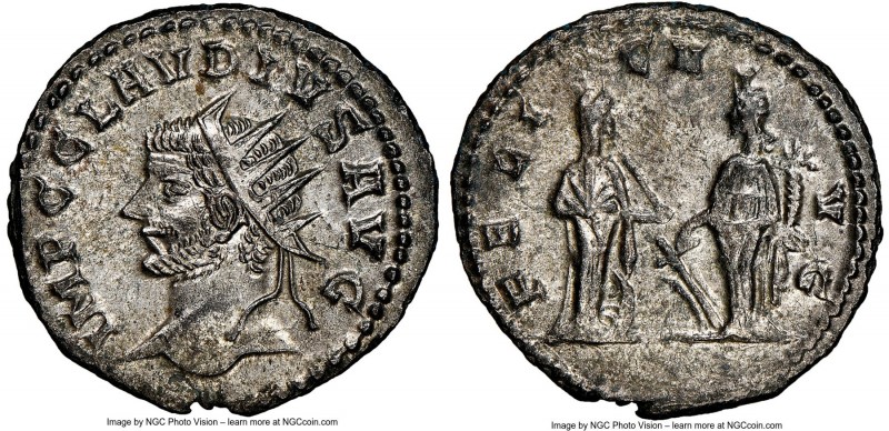 Claudius II (AD 268-270). BI antoninianus (21mm, 3.07 gm, 11h). NGC MS 4/5 - 5/5...