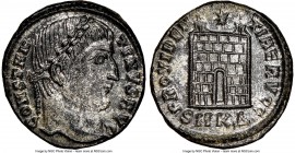 Constantine I (AD 307-337). AE3 or BI nummus (19mm, 3.59 gm, 6h). NGC MS 5/5 - 4/5, Silvering. Cyzicus, 4th officina, ca. AD 325-326. CONSTAN-TINVS AV...