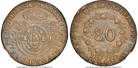 Terceira Islands. Maria II in Exile cast bronze 80 Reis 1829 MS63 Brown NGC, KM4.1. Large legend & stars variety. 

HID09801242017

© 2020 Heritag...