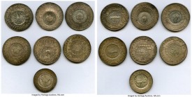 Republic 7-Piece Lot of Uncertified silver Counterstamped Medals XF, 1) "SANPEX II" Medal 1955 on João Prince Regent 960 Reis 1815, KM-XCC8.1. 39.9mm....