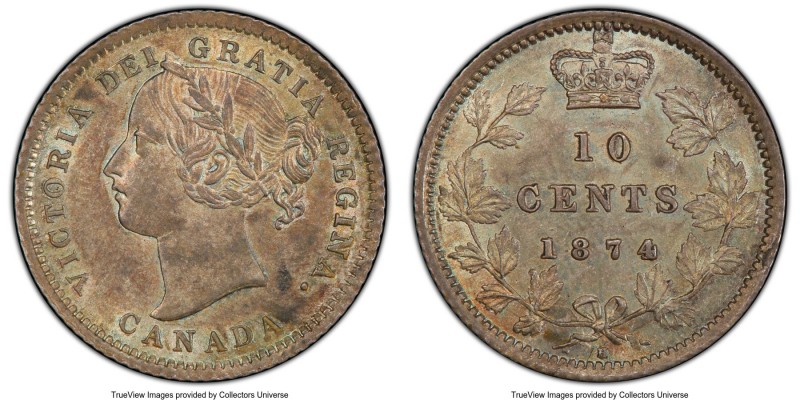 Victoria 10 Cents 1874-H AU58 PCGS, Heaton mint, KM3.

HID09801242017

© 202...