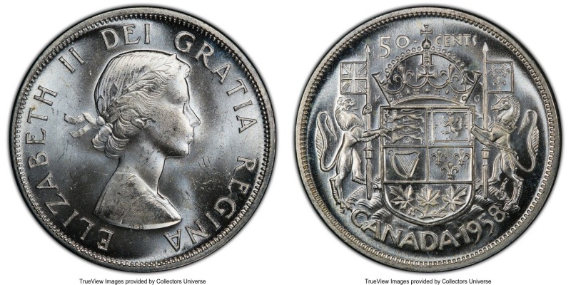 Elizabeth II 50 Cents 1958 MS65 PCGS, Royal Canadian mint, KM53.

HID098012420...
