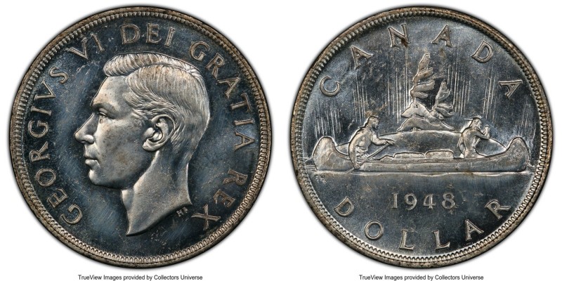 George VI Dollar 1948 UNC Details (Cleaned) PCGS, Royal Canadian mint, KM46. Key...