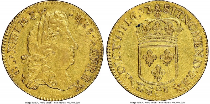 Louis XIV gold Louis d'Or 1692-A AU Details (Reverse Spot Removed) NGC, Paris mi...