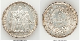 Republic 5 Francs 1848-A AU, Paris mint, KM756.1, Dav-92. 37.2mm. 24.91gm. Reflective fields, small rim bump at 9 o'clock on reverse. 

HID098012420...