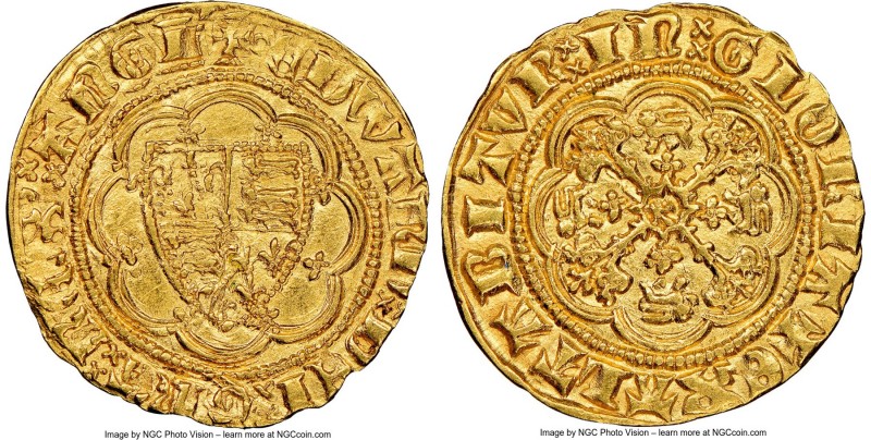 Edward III (1327-1377) gold 1/4 Noble ND (1361-1369) UNC Details (Cleaned) NGC, ...