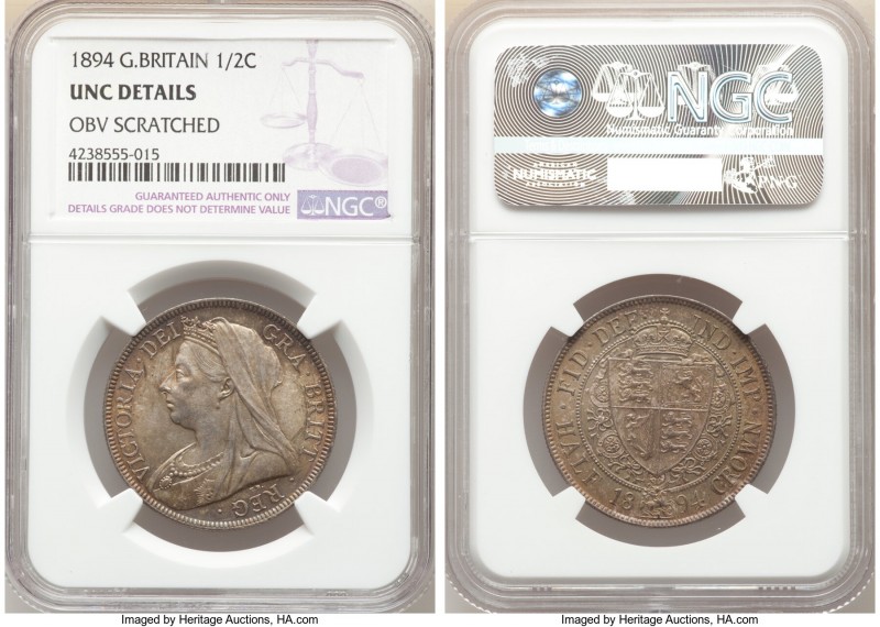 Victoria 1/2 Crown 1894 UNC Details (Obverse Scratched) NGC, KM782, S-3938.

H...