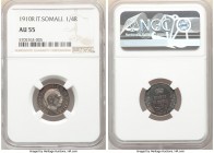 Italian Colony. Vittorio Emanuele III 1/4 Rupia 1910-R AU55 NGC, Rome mint, KM4. Teal and plum toning. 

HID09801242017

© 2020 Heritage Auctions ...