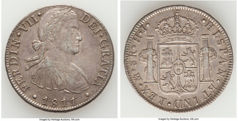 Ferdinand VII 8 Reales 1811 Mo-HJ XF, Mexico City mint, KM110. 39.4mm. 26.86gm. ...