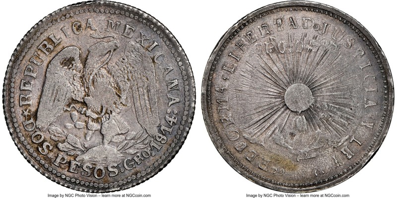 Guerrero. Revolutionary 2 Pesos 1914-GRO AU53 NGC, Guerrero mint, KM643.

HID0...