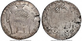 Provisional Government Counterstamped 8 Reales 1824 XF40 NGC, KM130. Royalist countermark with crown and 1824 date upon Peru Provisional Republic 8 Re...